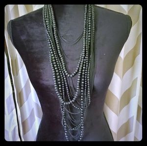Lane Bryant Black Multi-layered Necklace